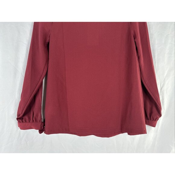 ModCloth Long Sleeve Top Blouse Womens‎ Size XS Solid Burgundy Casual New - Picture 9 of 14